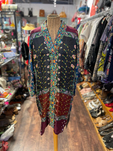 Johnny Was multicolor Silk Printed Dress, Size M