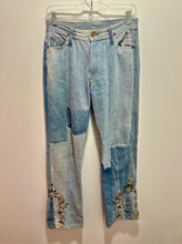 Load image into Gallery viewer, Adriano Goldschmeid blue &amp; multi-color Cotton colorblock Floral Embroidery Jeans, Size 27
