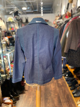 Load image into Gallery viewer, St. John Sport Blue Cotton Blend White stripe accent Jacket, Size P
