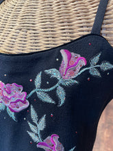 Load image into Gallery viewer, St. John Black, Multi Knit beaded floral Knit Top, Size S
