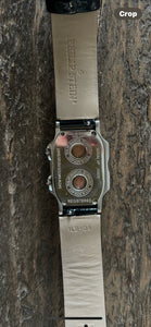 Philip Stein Black & silver patent W/Diamonds Watch, AS IS