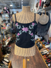 Load image into Gallery viewer, St. John Black, Multi Knit beaded floral Knit Top, Size S
