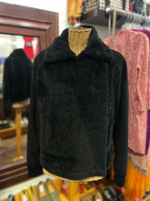 Load image into Gallery viewer, RUTI Black Polyester fuzzy Cropped asymmetrical Jacket
