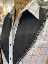 Load image into Gallery viewer, H Bar C white &amp; black Cotton Blend Lines ruffle detail Top, Size 34
