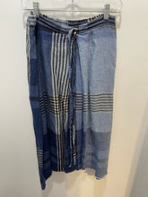 Load image into Gallery viewer, Hannoh Wessel Blue Linen Plaid pleat drawstring Skirt, Size 36

