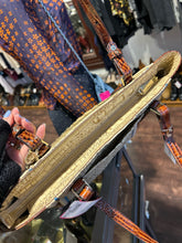 Load image into Gallery viewer, Brahmin beige &amp; brown Leather reptile texture Tote Purse
