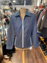 Load image into Gallery viewer, St. John Sport Blue Cotton Blend White stripe accent Jacket, Size P
