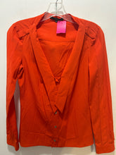 Load image into Gallery viewer, GUCCI Orange Silk Blend button down Plunge Front Top
