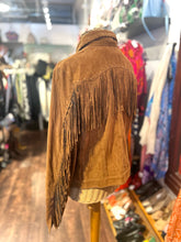 Load image into Gallery viewer, Overland Brown Suede Fringe double zip Jacket

