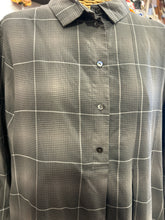 Load image into Gallery viewer, Oska Grey &amp; White Lyocell Plaid half button longsleeve Dress

