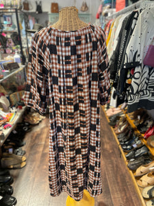 Ace & Jig brown & black Cotton Gingham midi Dress, Size XL
