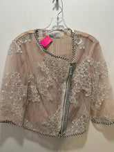 Load image into Gallery viewer, Elisa Cavaletti pink,white &amp; blck Poly floral embellished sheer Jacket
