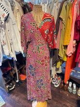 Load image into Gallery viewer, FARM Rio Purple &amp; Red Viscose floral &amp; doodles wrap dress Dress, Size L
