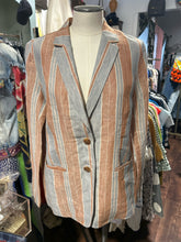 Load image into Gallery viewer, Lafayette 148 orange &amp; grey Linen striped Blazer, Size 6
