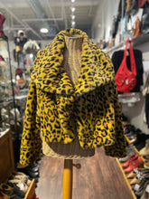 Load image into Gallery viewer, Alembika Yellow &amp; Black faux fur Leopard print Cropped NWT Coat, Size M
