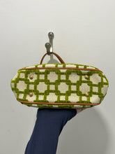 Load image into Gallery viewer, Glenda Gies Green &amp; Beige Textile w/leather accent Purse
