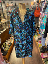 Load image into Gallery viewer, Ganni Black Polyester Floral ruffled front Tie Front Dress, Size 42
