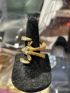 DESIGNER gold tone Brass Ram head Ring, Size 8