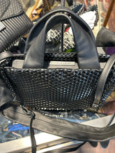 Load image into Gallery viewer, Daniella Lehavi Black Leather Hexagon texture Size Small Detachable strap Purse
