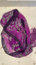 Load image into Gallery viewer, John Richmond Purple Skull Print Silk W/ Fringe Scarf
