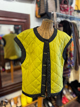 Load image into Gallery viewer, Urban by Alembika Black and yellow Blend Quilted Buttons Sleeveless Jacket
