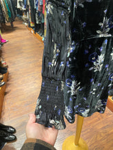 Load image into Gallery viewer, Black &amp; Purple Floral High Neck longsleeve Rebecca Taylor Dress
