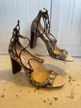 Load image into Gallery viewer, Used Jimmy Choo Black &amp; White lace up Size 37 Heels
