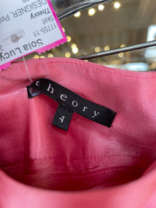 Theory Pink Blend Sateen Skirt, Size 4
