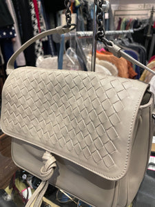 Bottega Veneta Taupe Leather Woven Crossbody Purse