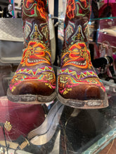 Load image into Gallery viewer, Old Gringo Brown W/Multicolor Embroidery Detail Cowboy Boots, Size 9.5

