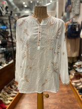 Load image into Gallery viewer, Johnny Was Workshop White Cotton &amp; Poly Tan Embroidery Long Sleeve Top, Size S
