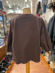 Rachel Comey Chocolate Sweatshirt Crop 3/4 Sleeve Sweatshirt, Size M