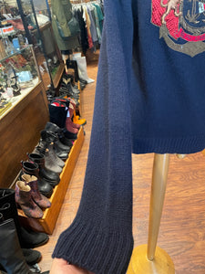 Ralph Lauren(Purple Label) Navy Cashmere Applique Turtleneck Sweater, Size M