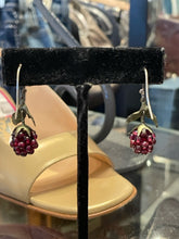 Load image into Gallery viewer, Michael Michaud Purple &amp; Green Bronze Raspberry Earrings
