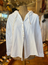 Load image into Gallery viewer, Album Di Famiglia White Cotton Button Up Hooded Layering Top, Size S
