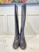 Load image into Gallery viewer, CHLOE Gray Leather Wooden Heel Tall Boots, Size 38
