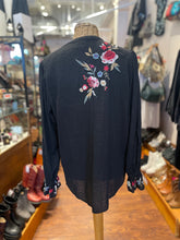 Load image into Gallery viewer, Johnny Was Black Blend Embroidered Longsleeve Top, Size M
