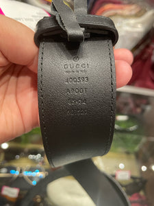 GUCCI Black Leather W/ Brass Buckle Belt, Size 34