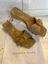 Load image into Gallery viewer, Veronica Beard Tan Suede Slip On Sandal, Gently Worn, Size 11
