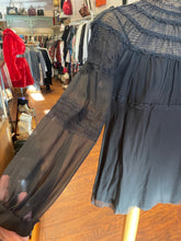 Load image into Gallery viewer, Alberta Ferretti Black Acetate &amp; Silk Lace Sheer Blouse, Size 4
