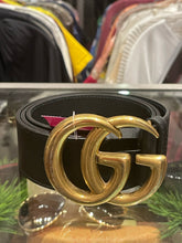 Load image into Gallery viewer, GUCCI Black Leather W/ Brass Buckle Belt, Size 34
