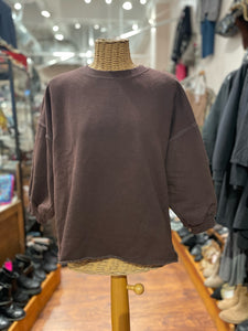 Rachel Comey Chocolate Sweatshirt Crop 3/4 Sleeve Sweatshirt, Size M