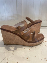 Load image into Gallery viewer, Jimmy Choo Tan Leather Cork Wedge Sandal, Size 38.5
