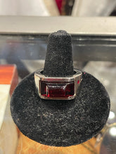 Load image into Gallery viewer, Baccarat Sterling W/Red Crystal Ring, Stamped, Size 8 Gently Worn!
