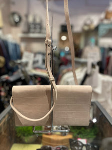 M.Gemi Taupe Embossed Leather Crossbody, AS IS-small spot