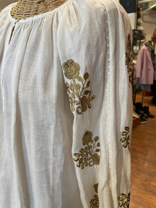 Nili Lotan Ivory Ramie Embroidered Tunic, Size S