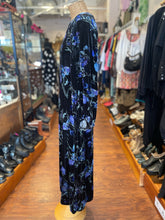 Load image into Gallery viewer, Dorothee Schumacher Black/Blue Velvet Floral Maxi Dress, Size 3=L
