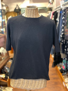 Apuntob Black Cashmere/Silk Short sleeve Sweater, Size L