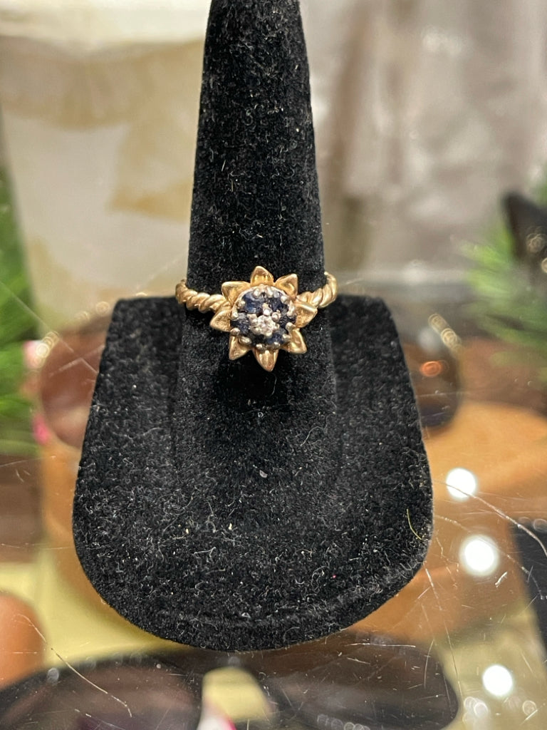 Fine Jewelry 14k Gold Diamond Floral Setting Ring, Size 6.5