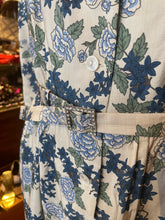 Load image into Gallery viewer, Song Cream/Blue Silk Floral 3/4 Sleeve Button Dress, Size L
